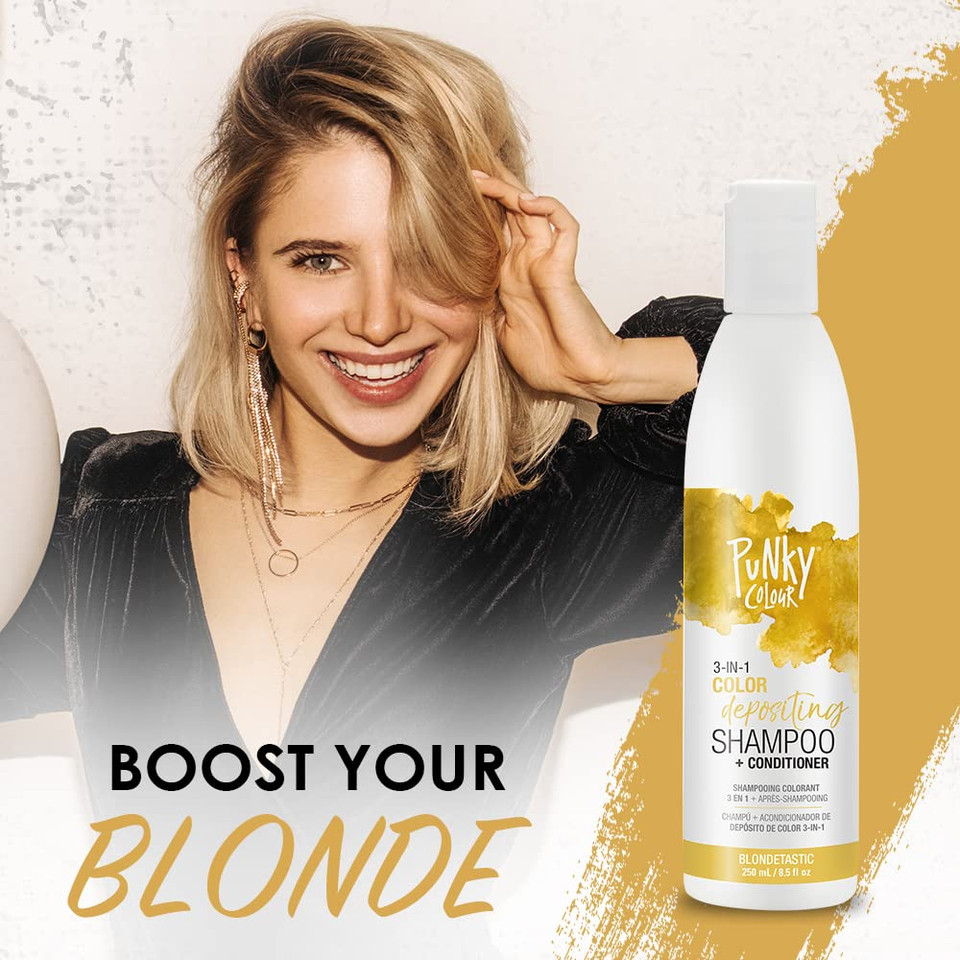 Punky Colour 3-In-1 Color Depositing Hair Cleanser & Conditioner, 8.5 Fl Oz. (Blondetastic)Blondetastic