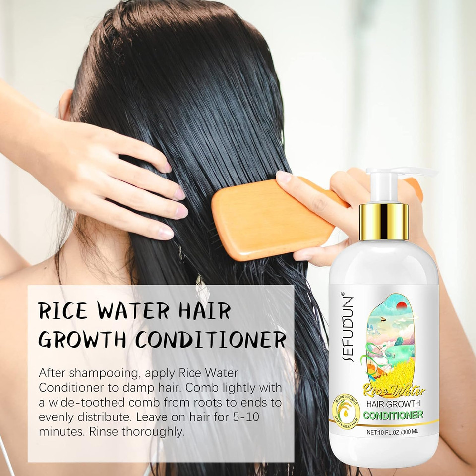 Pure & Natural Rice Water Shampoo And Conditioner Set, Hair Growth For Thinning Hair And Hair Loss, Strong And Silky Hair, Hair Care For Men And Women