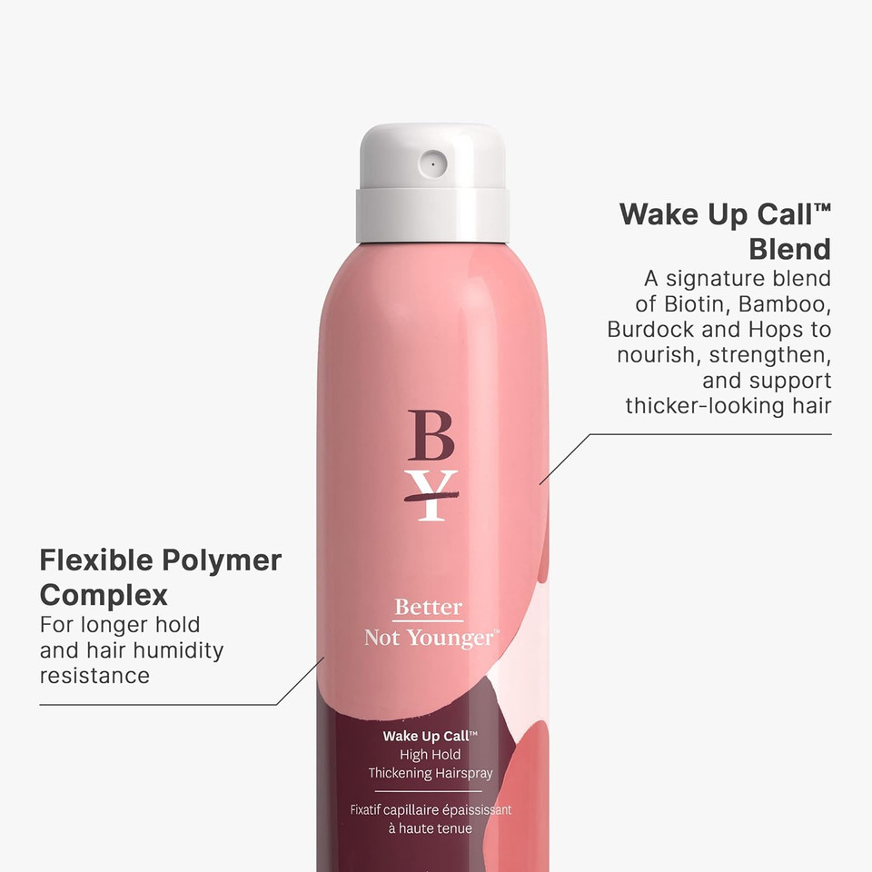 Better Not Younger Wake Up Call Hair Thickening Spray Made With Biotin, Bamboo, Burdock And Hops - Volumizing Hairspray For Women Over 40, 6 Oz