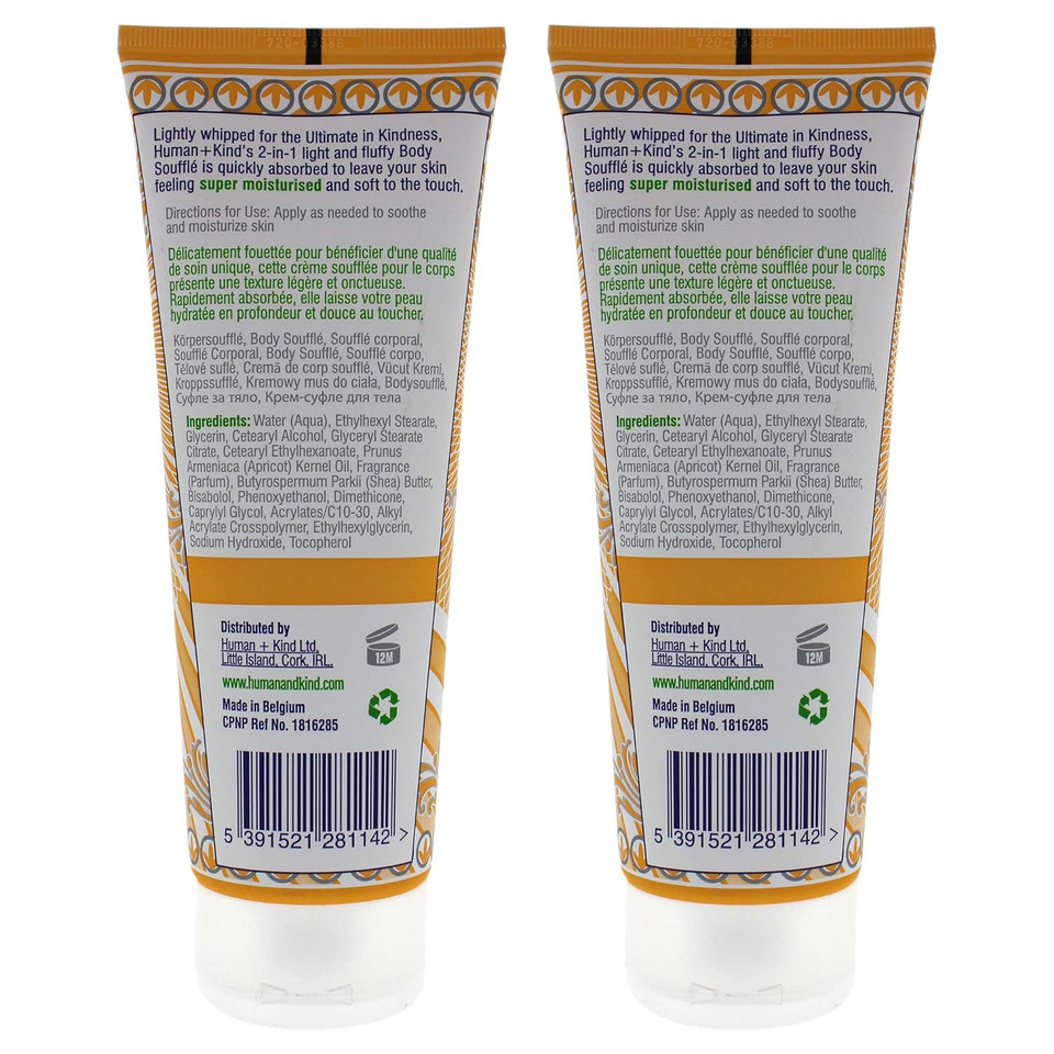 Human+Kind Body Souffle Cream - Tube Unisex 6.76 Oz - Pack Of 2