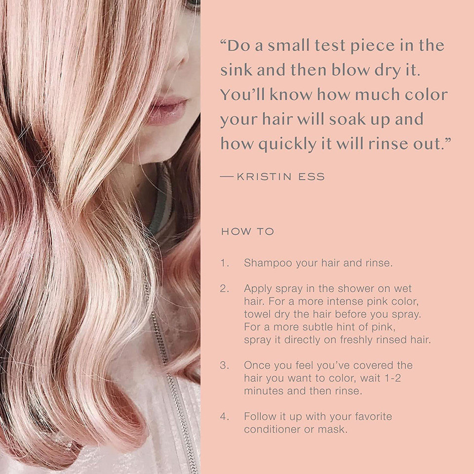 Kristin Ess Hair Rose Gold Temporary Tint - Pastel Pink Hair Color Spray For Blonde Or Light Hair, Washable, Temporary Hair Dye, 7 Fl Oz7 Fl Oz (Pack Of 1)