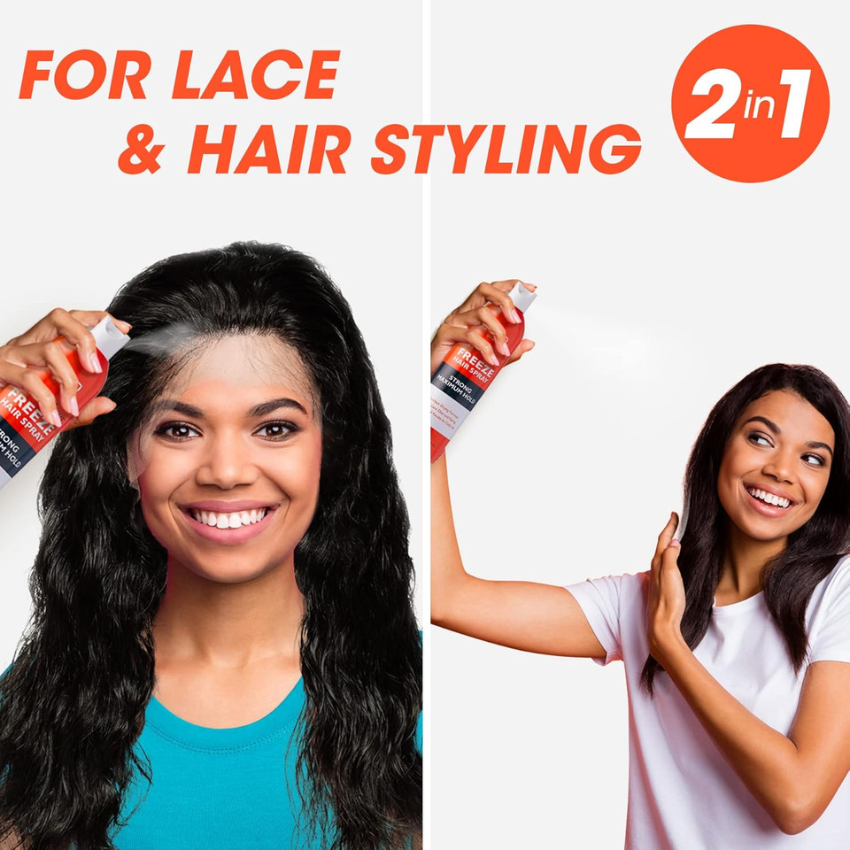 Red By Kiss Styler Fixer Freeze Hair Spray Strong Maximum Hold 2-In-1 Lace Glue And Styling 2Oz