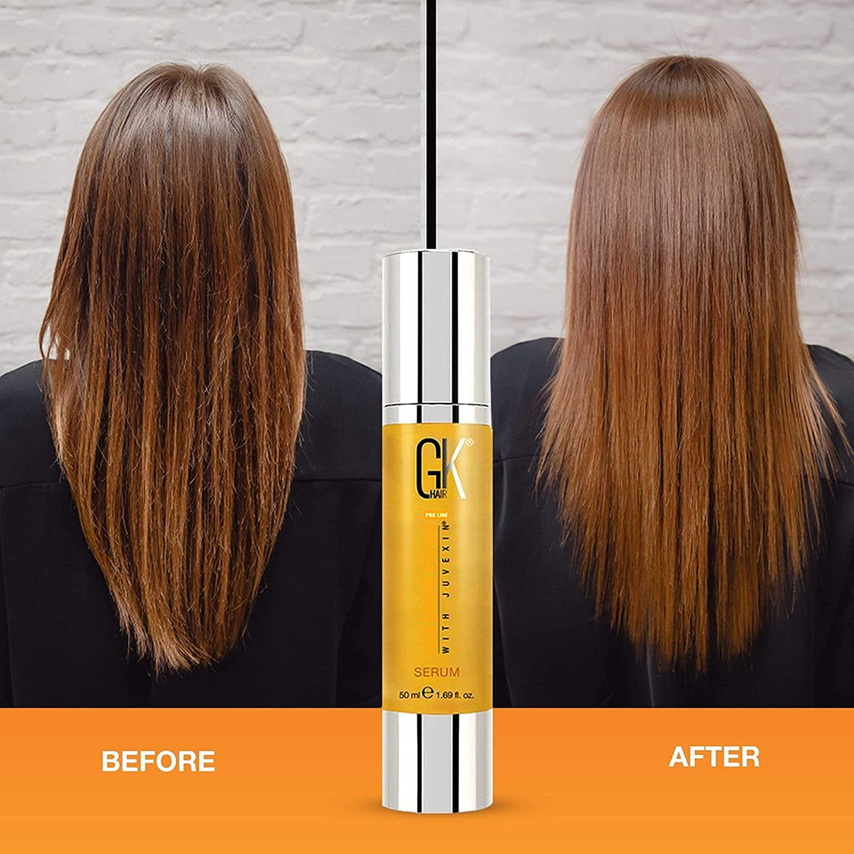 Gk Hair Global Keratin 100% Organic Argan Oil Anti Frizz Hair Serum Pack Of 2 (1.69 Fl Oz/50Ml) Styling Smoothing Strengthening Hydrating & Nourishing Heat Protection Shine For Frizzy Dry Damaged Hair
