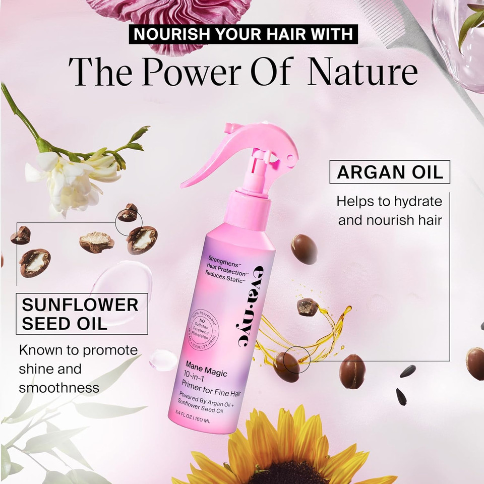 Eva Nyc Mane Magic 10-In-1 Primer For Fine Hair, Heat Protectant Spray For Hair, Strengthening & Nourishing Hair Styling Products For Fine Hair, With Sunflower Seed & Argan Oil For Hair, 5.4 Fl Oz Eva Nyc Mane Magic 10-In-1 Primer For Fine Hair, Heat Protectant Spray For Hair, Strengthening & Nourishing Hair Styling Products For Fine Hair, With Sunflower Seed & Argan Oil For Hair, 5.4 Fl Oz