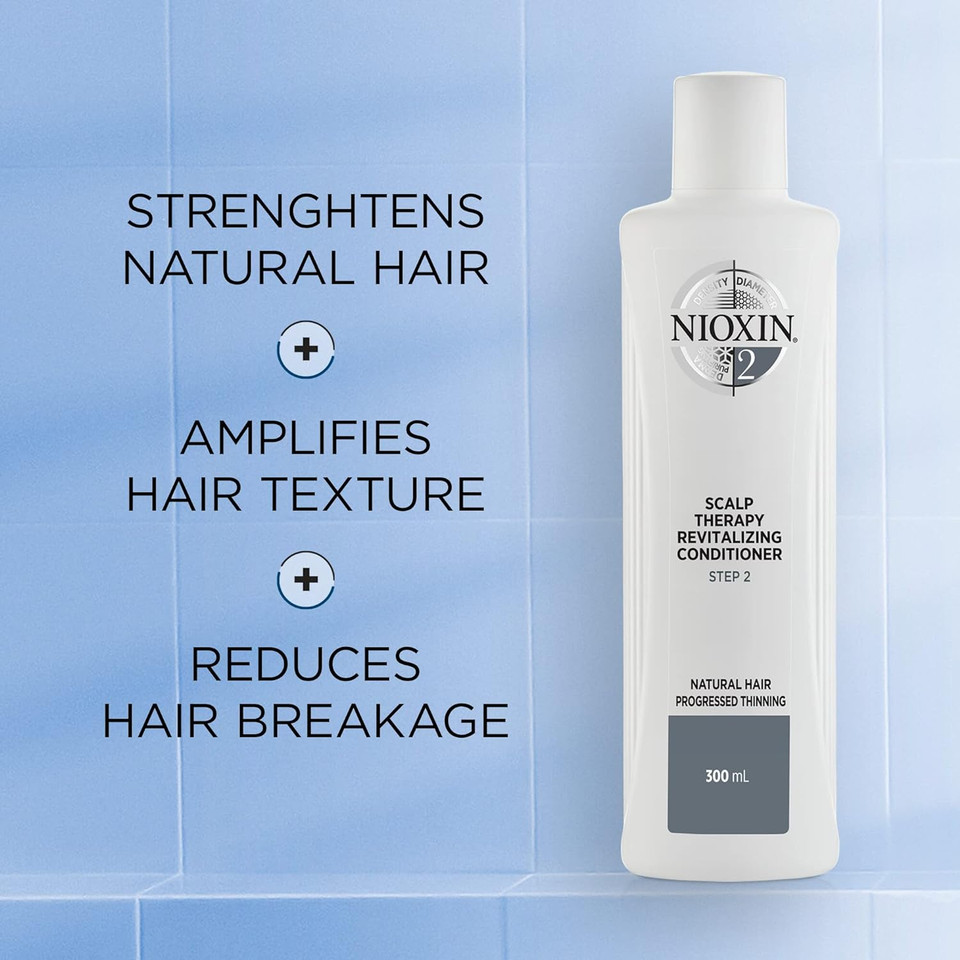 Nioxin System 2 Shampoo & Conditioner Prepack, Natural Treated Hair With Progressed Thinning, Pumps Included, 33.8 Fl Oz