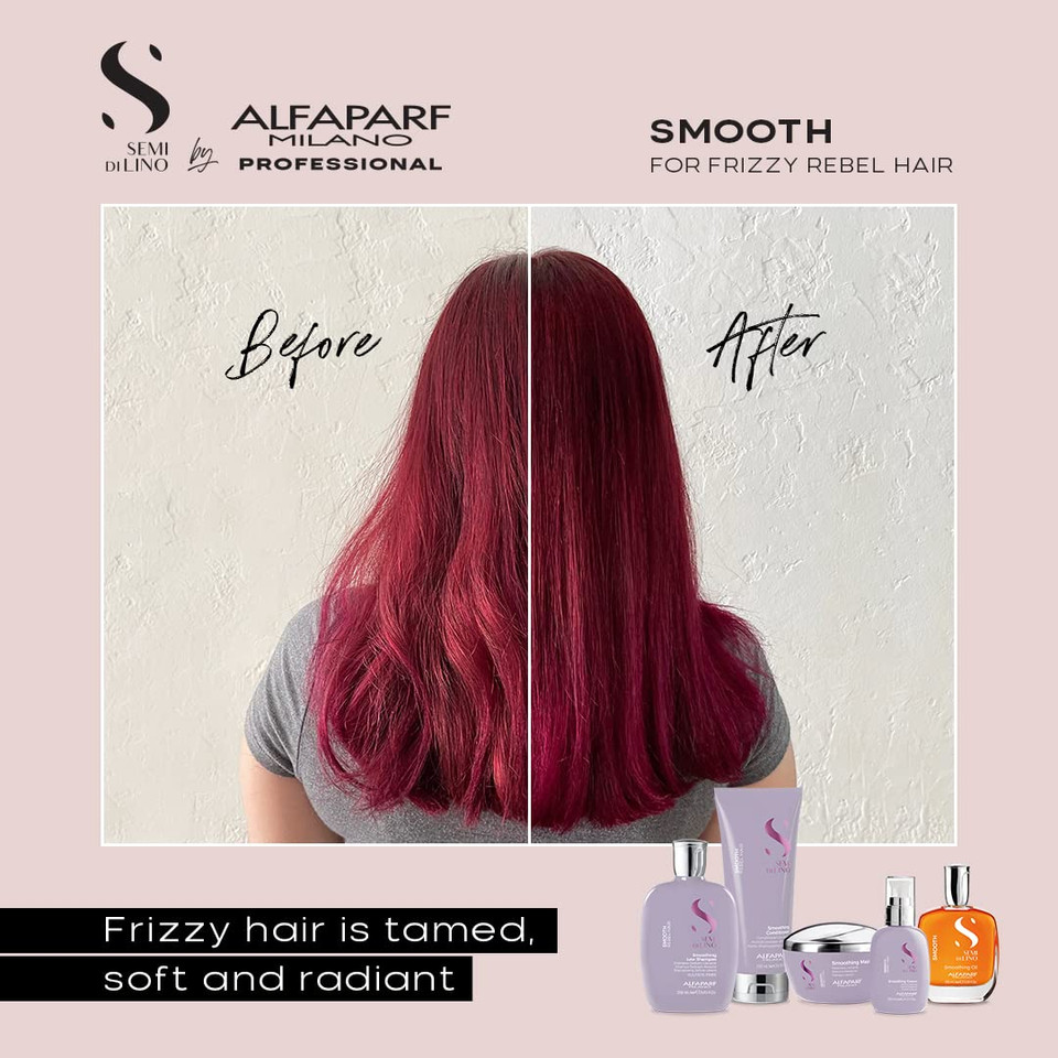 Alfaparf Milano Semi Di Lino Smooth Smoothing Cream For Frizzy And Rebel Hair - Controls Frizz - Protects From Heat And Humidity - Straightens And Hydrates Unruly Hair, 4.23 Fl. Oz
