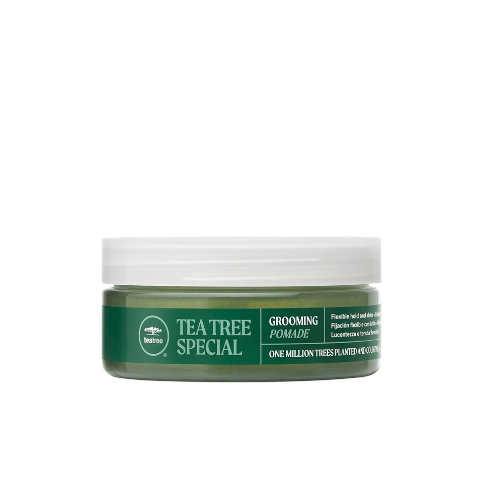 Tea Tree Grooming Pomade, Flexible Hold + Shine, For All Hair Types, Especially Wavy + Curly, 3 Oz