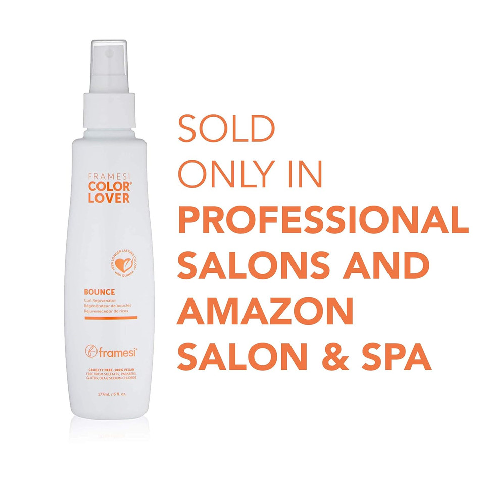 Framesi Curly Hair Care | Color Lover Bounce Curl Rejuvenator, Leave In Conditioner Spray | Eliminates Frizz | Defines Curls | 6 Fl Oz | Vegan | Color Treated Hair