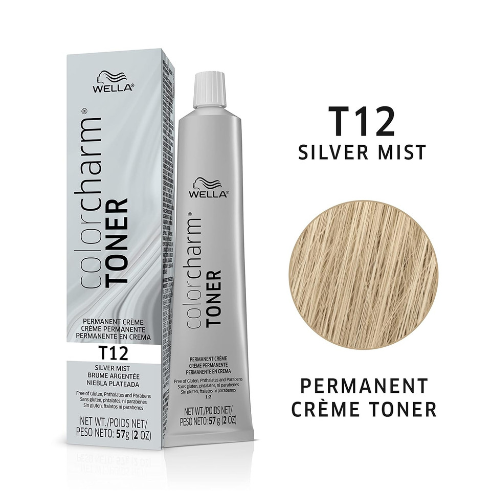 Wella Colorcharm Permanent Crã£Â¨Me Toner, Free Of Animal-Derivied Ingredients, Parabens Free, Gluten Free, T12 Silver Mist + 10 Vol. Cream Developer