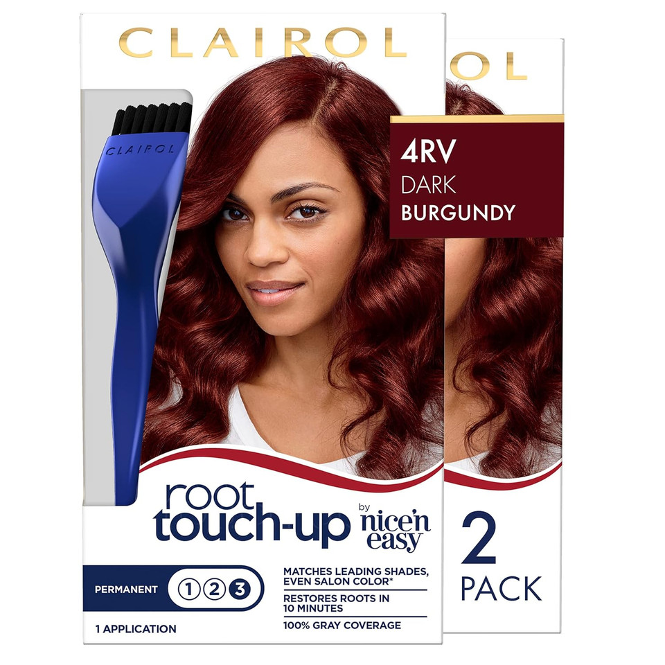 Clairol Root Touch-Up By Nice'N Easy Permanent Hair Dye, 4Rv Dark Burgundy Hair Color, Pack Of 24Rv Dark Burgundy1.1 Fl Oz (Pack Of 2)