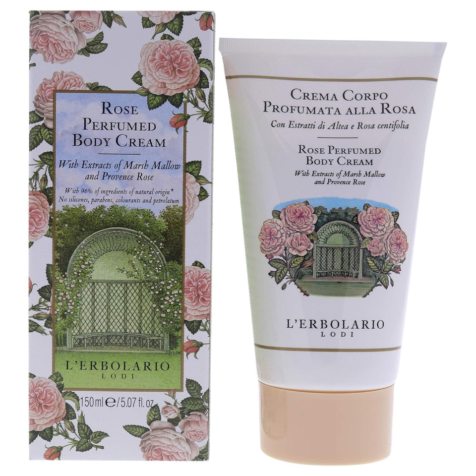 L'Erbolario Rose Perfumed Body Cream - Floral And Amber Fragrance - Nourishes And Moisturizes Skin - Easy And Appealing To Use - Luscious But Very Light Texture - Silicone And Paraben Free - 5.07 Oz