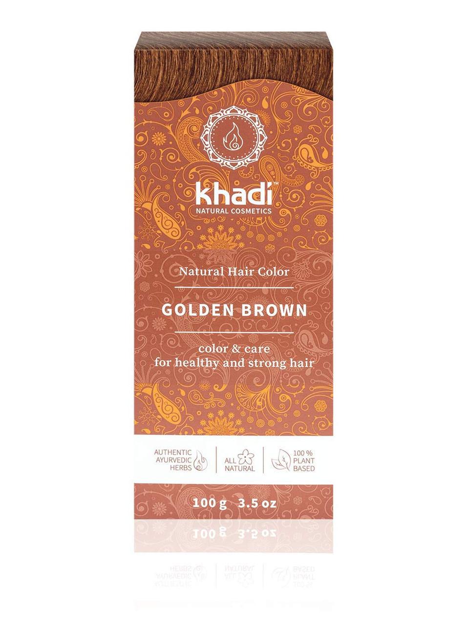 Khadi Golden Brown Natural Hair Color Plant Based Hair Dye For Shimmering Amber To Velvety Glossy Golden Brown 100% Herbal, Vegan, Ppd & Chemical Free, Natural Cosmetic For Healthy Hair 3.5Ozgolden Brown3.50 Ounce (Pack Of 1)