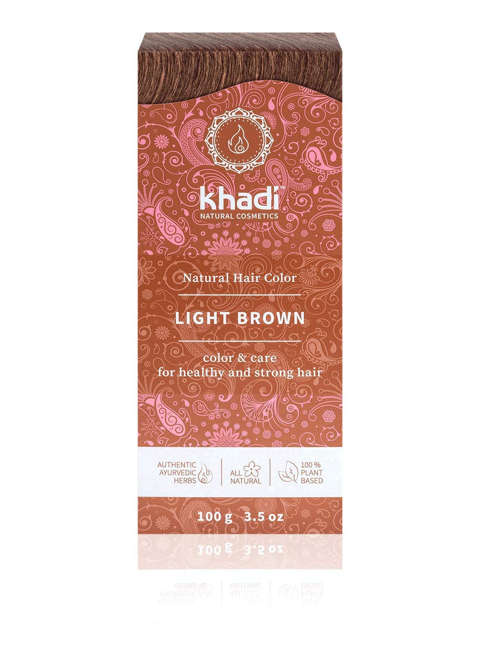 Khadi Light Brown Natural Hair Color, Plant Based Hair Dye For Light, Warm, Fawn-Brown Hair With Reddish Undertones, 100% Herbal, Vegan, Ppd & Chemical Free, Natural Cosmetic For Healthy Hair 3.5Ozlight Brown