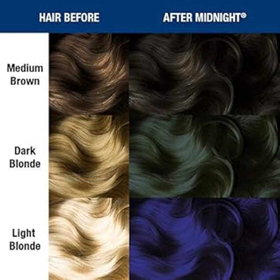 Manic Panic After Midnight Hair Color - Amplified - Semi Permanent Hair Dye - Dark Navy Blue - Green Undertones - For Dark & Light Hair - Vegan, Ppd & Ammonia-Free - For Coloring Hair On Women & Menafter Midnight