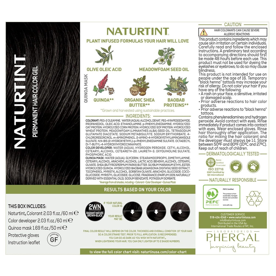 Naturtint Permanent Hair Color 2Wn Radiant Nature Brown Black (Pack Of 1), Ammonia Free, Vegan, Cruelty Free, Up To 100% Gray Coverage, Long Lasting Results