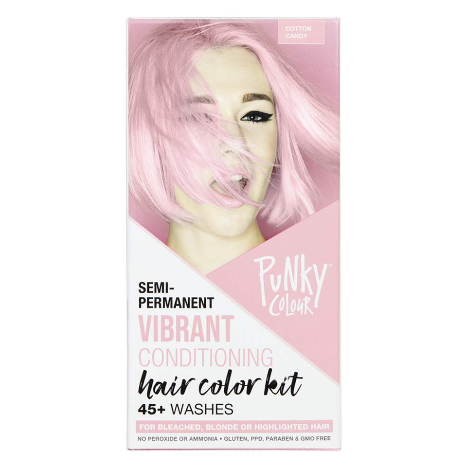 Punky Colour Box Kit Cotton Candy - For Bleached, Blonde Or Highlighted Hair, Non-Damaging Hair Dye, Vegan, Ppd And Paraben Free, Conditions And Transforms To Vibrant Hair Color, Lasts Up To 35 Washescotton Candy3.50 Fl Oz (Pack Of 1)