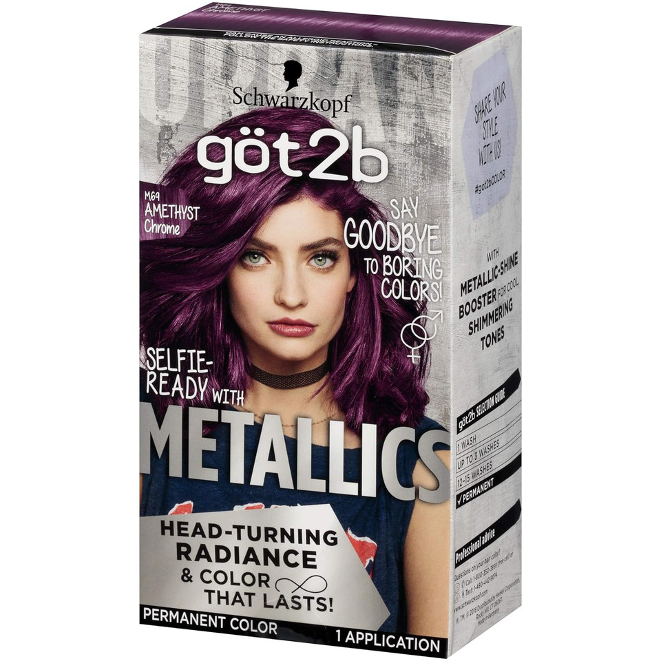 Schwarzkopf Got2B Metallics Permanent Hair Color, M69 Amethyst Chromeamethyst Chrome