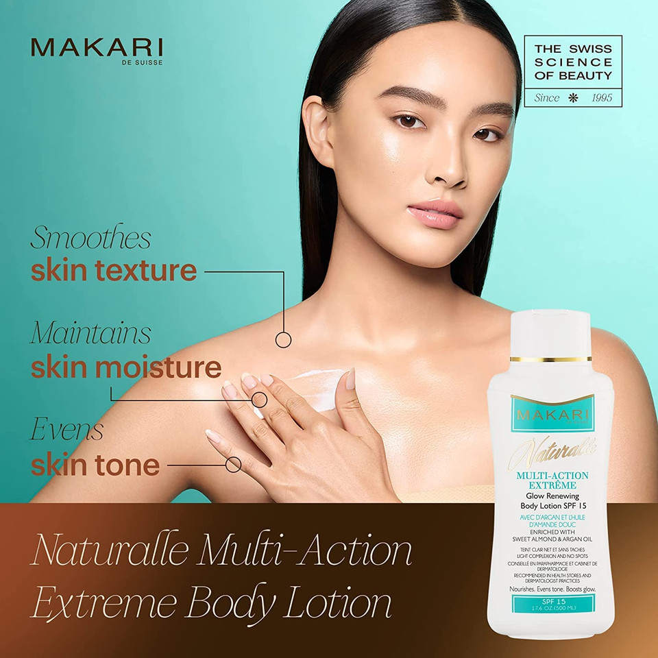 Makari Naturalle Multi-Action Extreme Body Lotion Spf15 (17.6 Oz) | Moisturizes, Softens, Nourishes, And Enhances Natural Skin Radiance | Protects Against Sun Damage | Recommended For All Skin Types