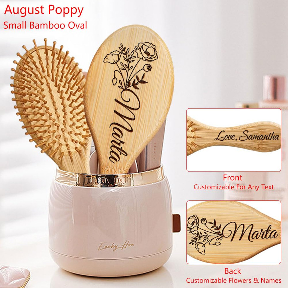 Personalized Wooden Hair Brush For Women, Custom Name & Birth Flower Hair Brush Gifts For Mom, Wife, Sister, Best Friend, Aunt, Grandma Personalized Wooden Hair Brush For Women, Custom Name & Birth Flower Hair Brush Gifts For Mom, Wife, Sister, Best Friend, Aunt, Grandma