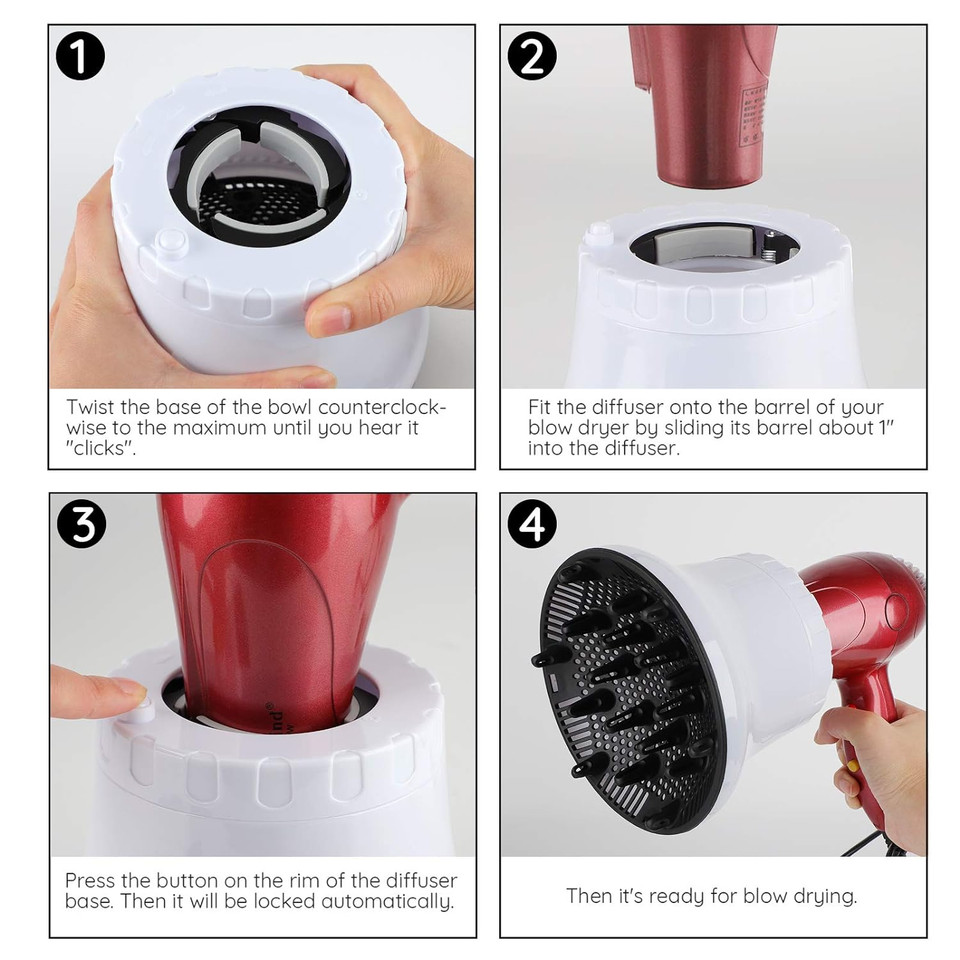 Segbeauty Universal Curly Hair Diffuser, Blow Dryer Diffuser For Wavy Natural Hair, Profession Hair Diffuser Attachment For Dryer Hairdressing Styling Tool Quick Dry Adjustable 1.38-2.68 Inch Nozzle