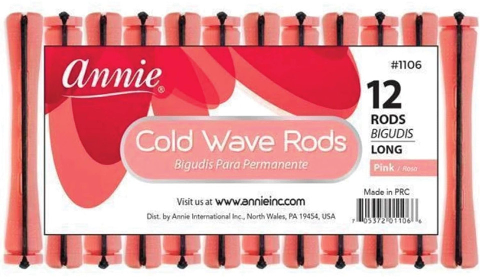 3 Packs Of Annie Cold Wave Rods-Long #1106 (12 Pieces Per Pack)Pink