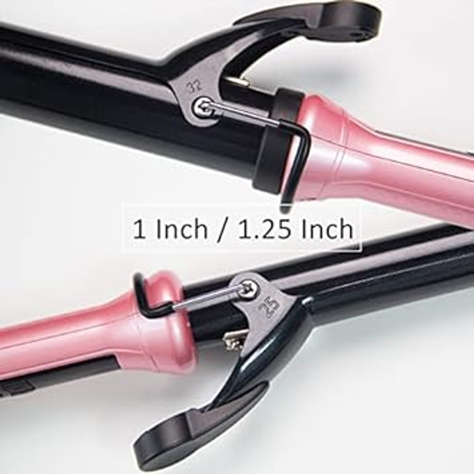 Angenil Beach Wave Curling Iron Wand 1 1/4 Inch, Hair Curler For Long Hair, Professional Travel Curling Iron For Long Hair, Instant Heat Hair Beauty Styling Tool For Women With Ceramic Barrelpink1.25 In