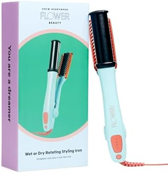 Flower Beauty Wet Or Dry Revolving Styling Iron - All-In-One Versatile Hair Tool - Straightener Or Curling Wand With 4 Adjustable Heat Settings - Reduce Heat Damage For Healthy Hair - All Hair Types