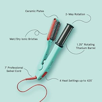 Flower Beauty Wet Or Dry Revolving Styling Iron - All-In-One Versatile Hair Tool - Straightener Or Curling Wand With 4 Adjustable Heat Settings - Reduce Heat Damage For Healthy Hair - All Hair Types