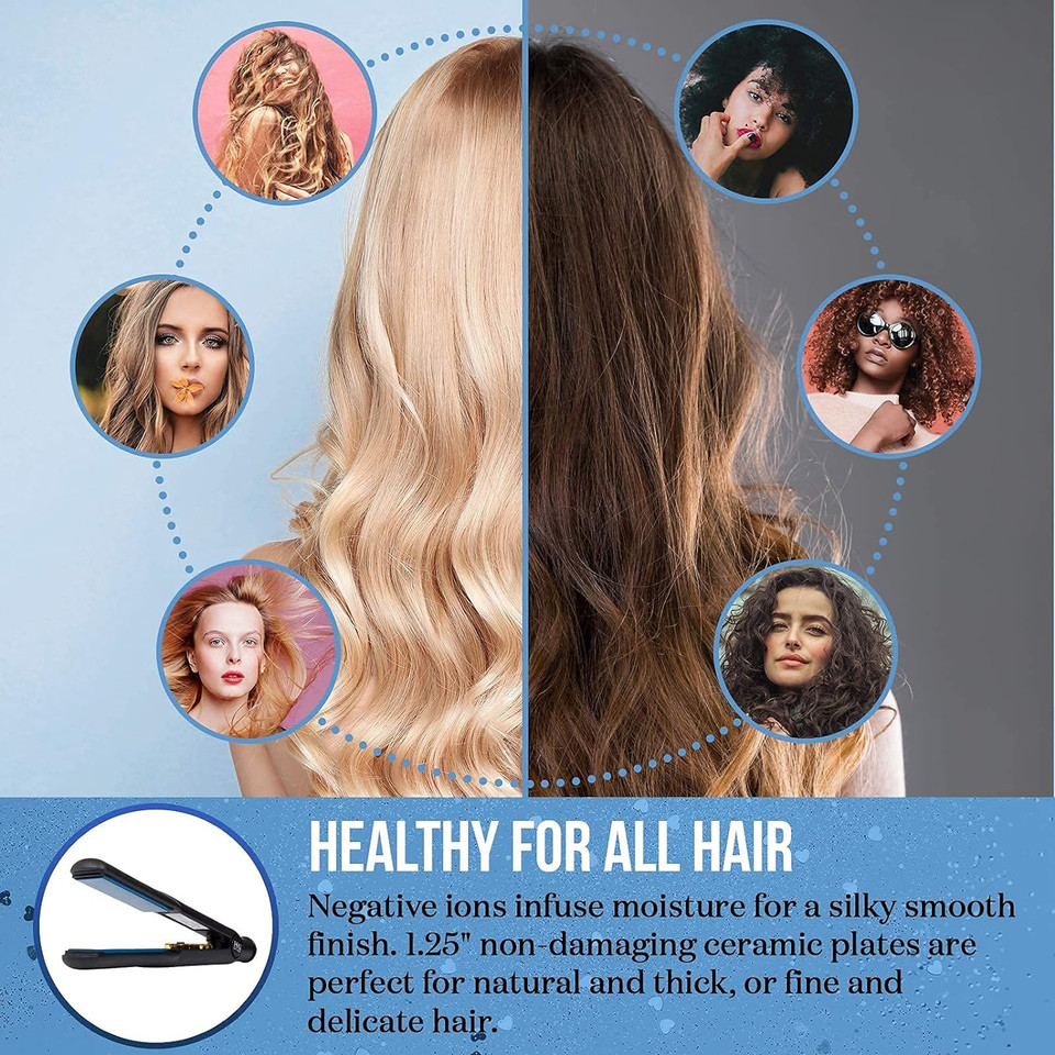 Hai Convertible Flat Iron Hair Straightener For Women - Professional Ceramic Fast Heating Hair Flat Iron With 5 Temperature Levels - Best Hair Straightener For All Hair Types - (Classic Blue)Classic Blue