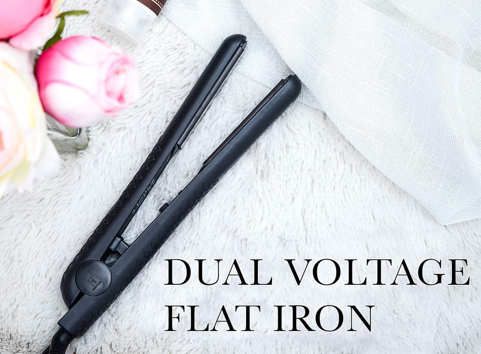 Herstyler Superstyler Onyx Ceramic Flat Iron, Ceramic Hair Straightener With Adjustable Temperature, Travel-Friendly Dual Voltage Flat Ironblack