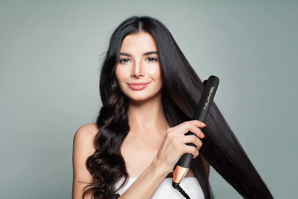 Nume Vanguard Hair Straightener Tourmaline Flat Iron  1 Inch Tourmaline Ceramic Floating Plates Hair Straightener With Smart Memory Function  Auto Shut Off Ideal For All Hair Types Ultra-Smooth, Shiny Resultsblack / Rosegold