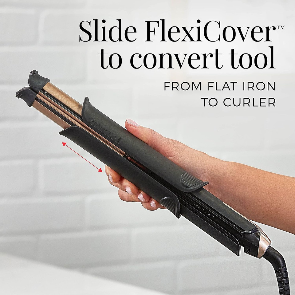 Remington One 3 In 1 Flat Iron Hair Straightener, Curling Iron And Wand 1 1/4" Multi-Styler Hair Iron W/ Adjustable Heat Range & Auto Shut-Off For Fine & Thick Hair, Smooth, Curly Or Wavy3 In 1 Flat Iron Curling Iron