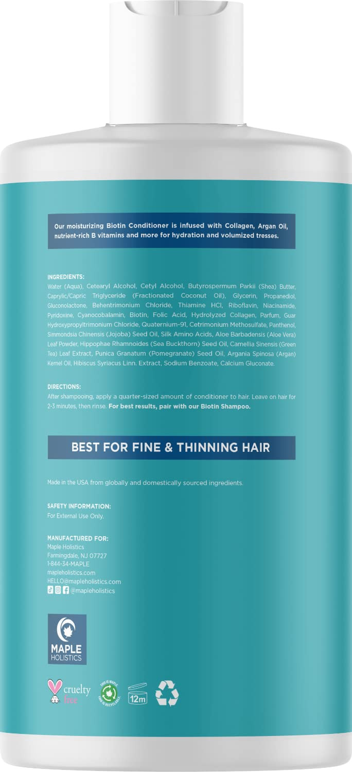 Biotin Conditioner And Hair Vitamin Set - Sulfate Free Volumizing Conditioner For Thinning Hair Plus 10000 Mcg Biotin Vitamins For Hair Growth - Biotin Pills For Hair Loss Plus Hair Conditioner