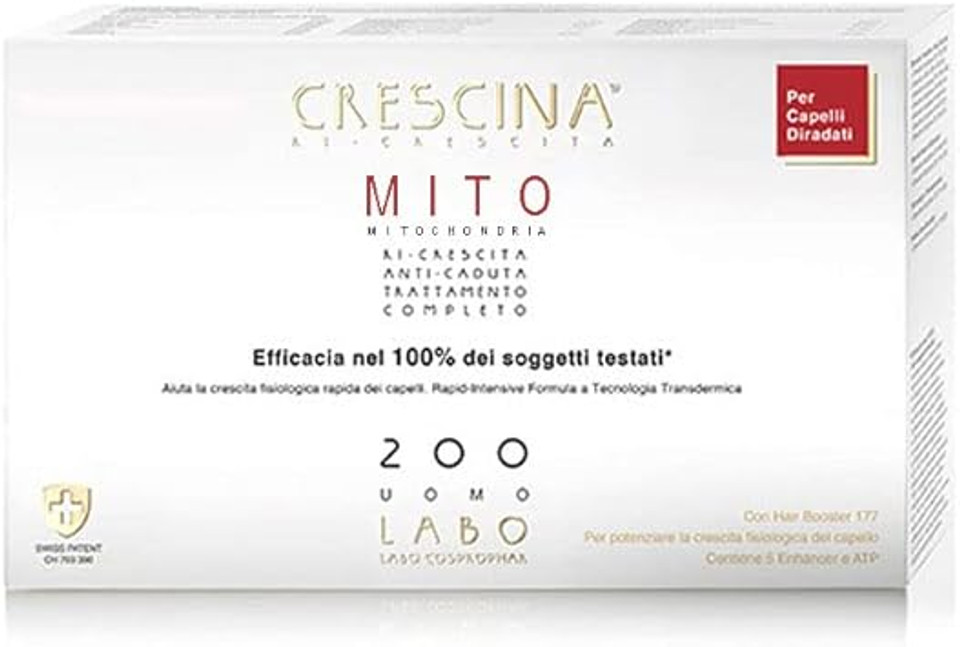 Crescina Transdermic MITO Re-Growth and Anti-Hair Loss Double Treatment for Thinning Hair 200 Men 40 vials (20+20) Crescina Transdermic MITO Re-Growth and Anti-Hair Loss Double Treatment for Thinning Hair 200 Men 40 vials (20+20)