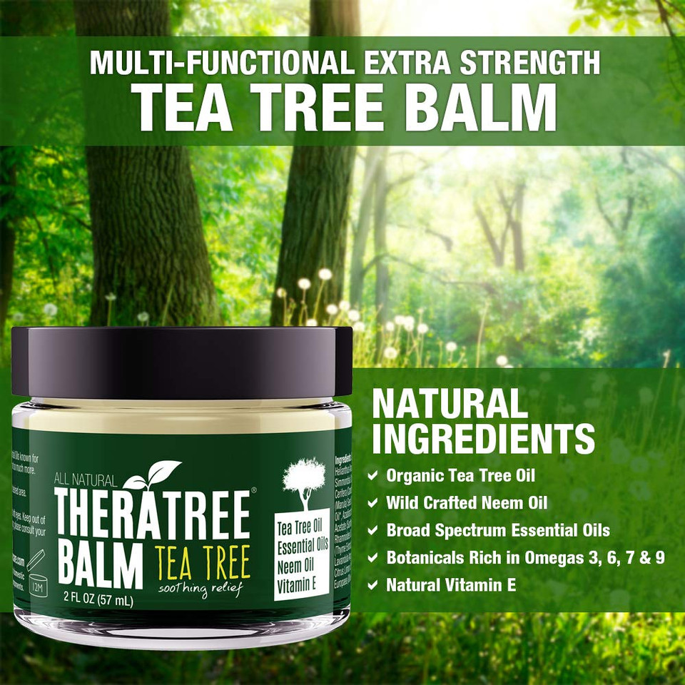 Oleavine Tea Tree Oil Balm With Neem Oil - Helps Fight Skin Irritation And Helps Soothe Dry, Itchy Skin Theratree