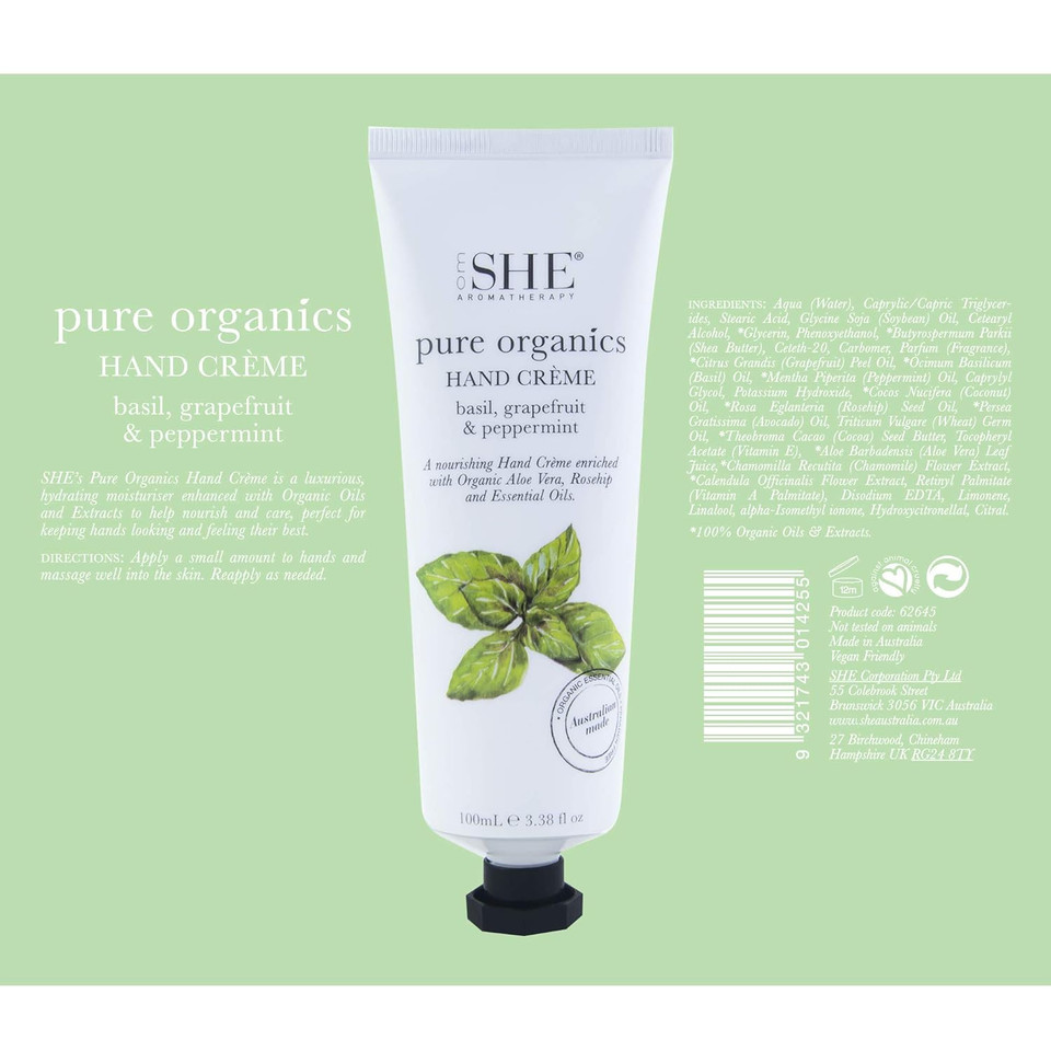 Om She Aromatherapy Pure Organics Hand Creme - Palmarosa, Bergamot & Vanilla