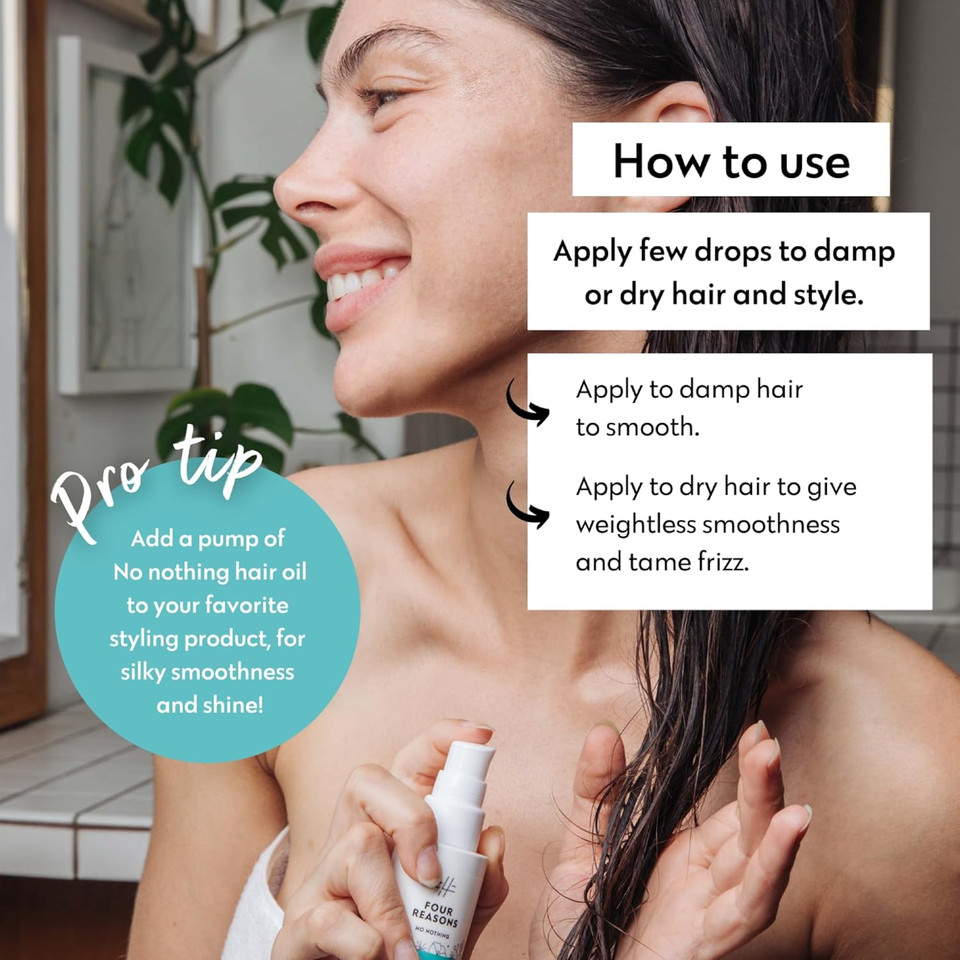 No Nothing Hair Oil  Weightless Vegan Hair Serum For Curly, Frizzy, Damaged Or Dry Hair. Smoothing Anti Frizz Hair Care Control Products. Paraben And Sulfate Free, Fragrance-Free