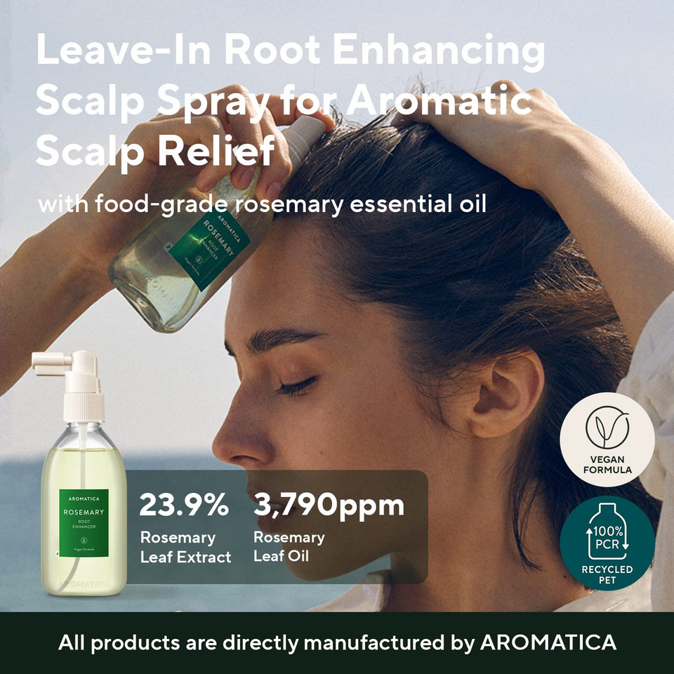 Aromatica Rosemary Root Enhancer 3.38Oz / 100Ml  Scalp Nourishing With Food-Graded Rosemary Oil  Relieves Itchy, Dry, Flaky Scalp - Free From Sulfate, Silicone, And Paraben01 Rosemary Enhancer