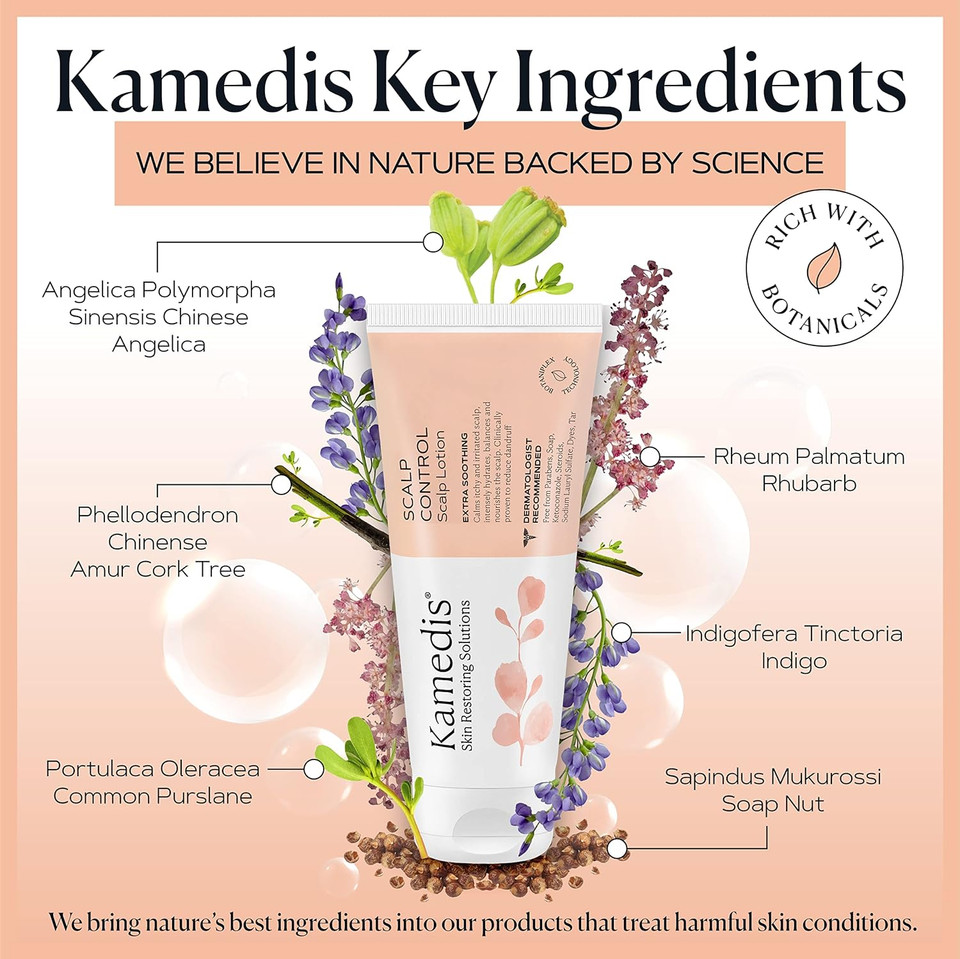 Kamedis Moisturizing Scalp Treatment Lotion, Eczema, Seborrheic Dermatitis, Dandruff, For Sensitive, Dry, Itchy & Irritated Scalp. Sulfate-Paraben-Dye-Steroid-Tar-Free, 6.76 Oz (2 Pack)