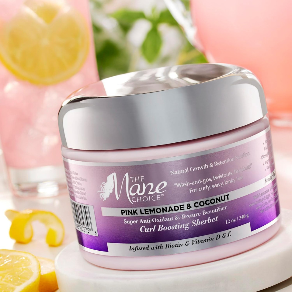The Mane Choice Pink Lemonade Super Anti-Oxidant & Texture Beautifier Curl Boosting Sherbet, 12 Ounce