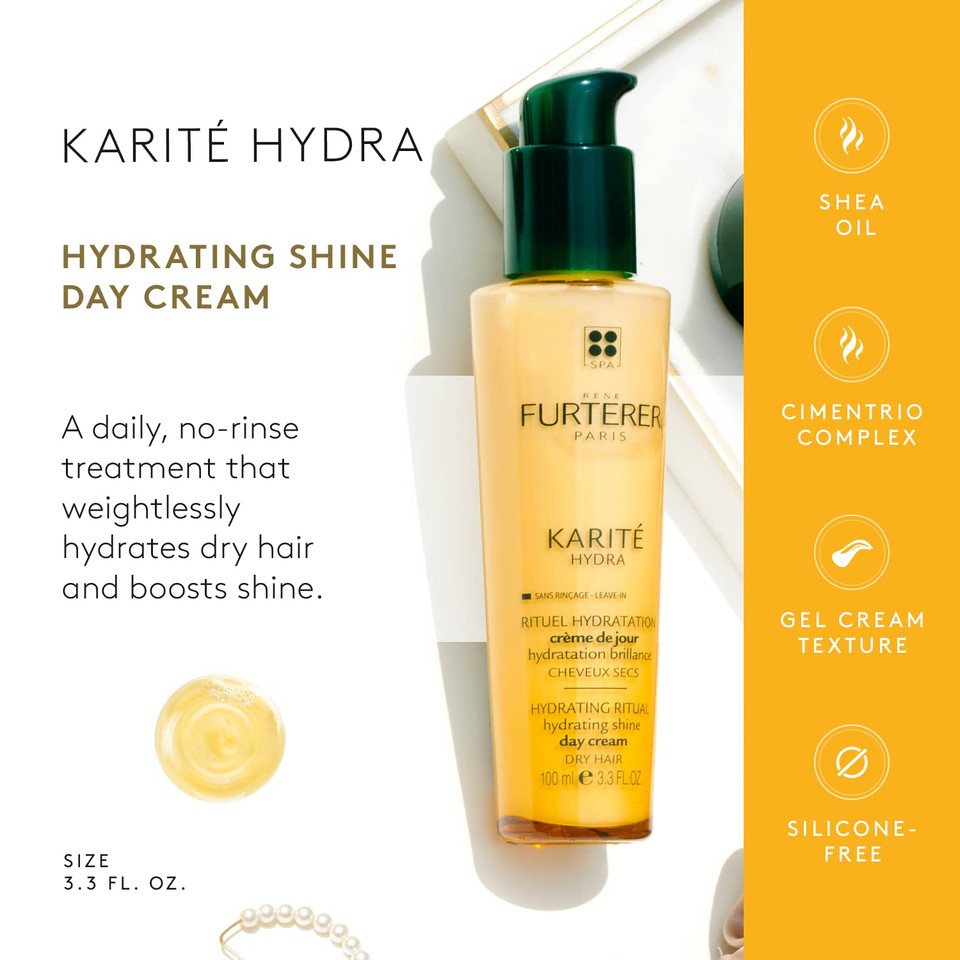 Renã£Â© Furterer Karite Hydra Hydrating Shine Day Cream - For Dry Hair - No-Rinse Leave-In - With Shea Oil - 3.3 Fl. Oz