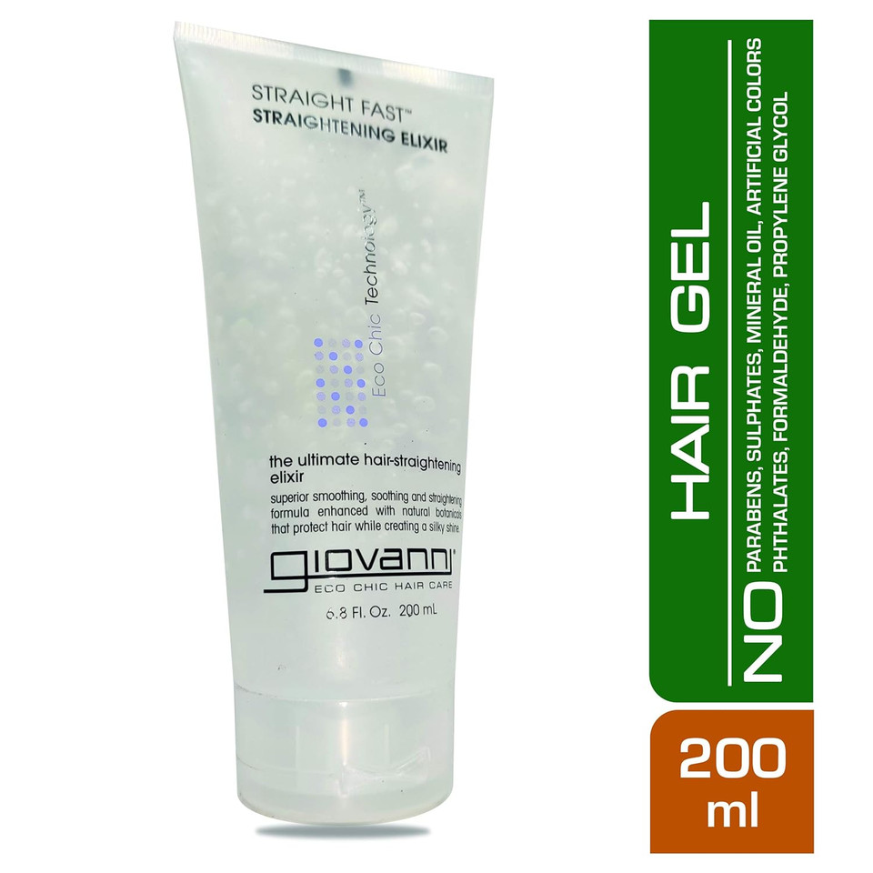 Giovanni Eco Chic Straight Fast Straightening Elixir - Helps Smooth Curls & Straighten Hair, Heat Protectant For Hair, Paraben-Free Straight Fast Elixir - 6.8 Fl Oz (2 Pack)