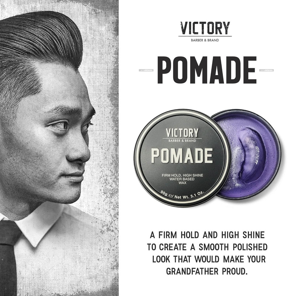 Hair Pomade For Men By Victory Barber & Brand | Menã¢ÂS Hair Products Made In The Usa | Water Based Pomade For Men | Hair Wax For Men With High Shine | Strong Hold Pomade To Make Your Grandpa Proud