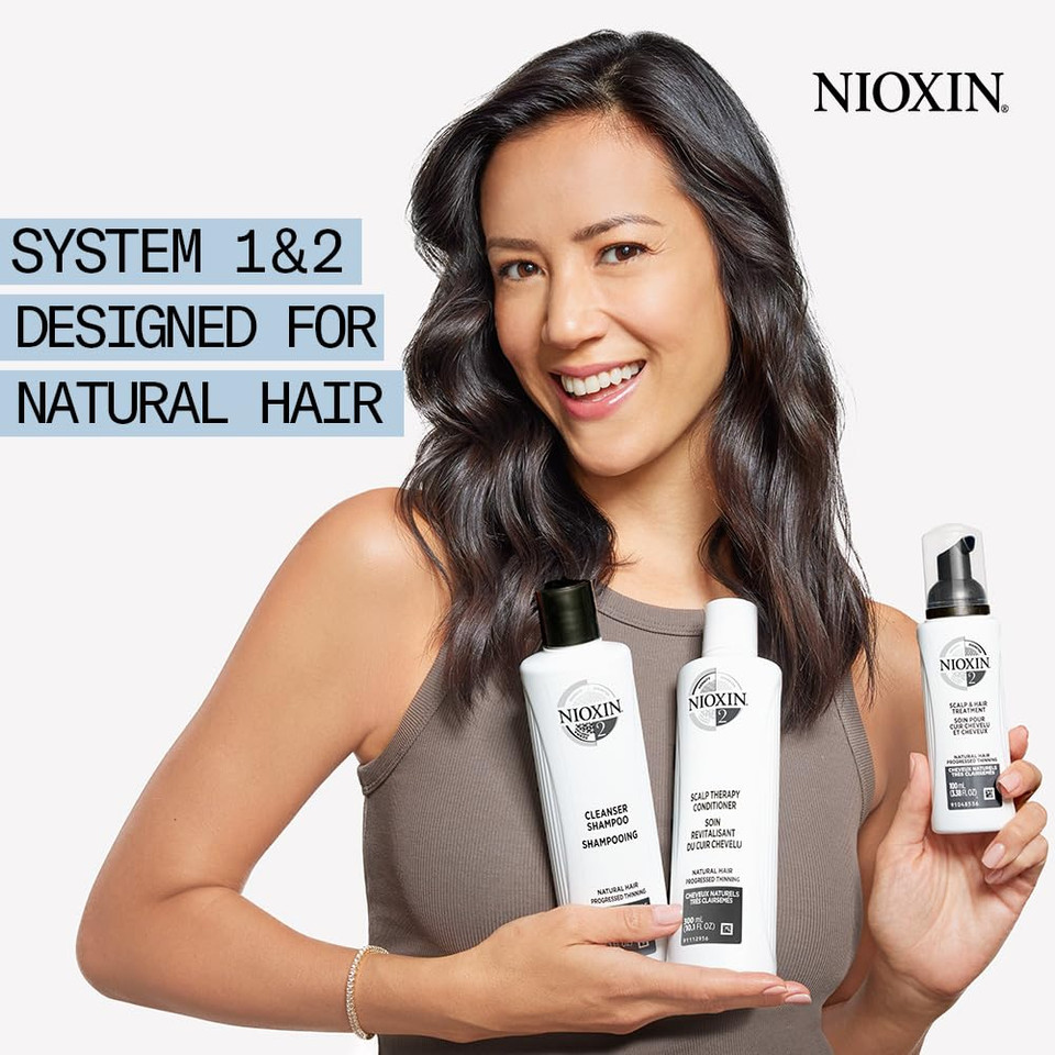 Nioxin System Kit 1 + Thickening Spray, For Natural Hair With Light Thinning, Full Size (3 Month Supply)