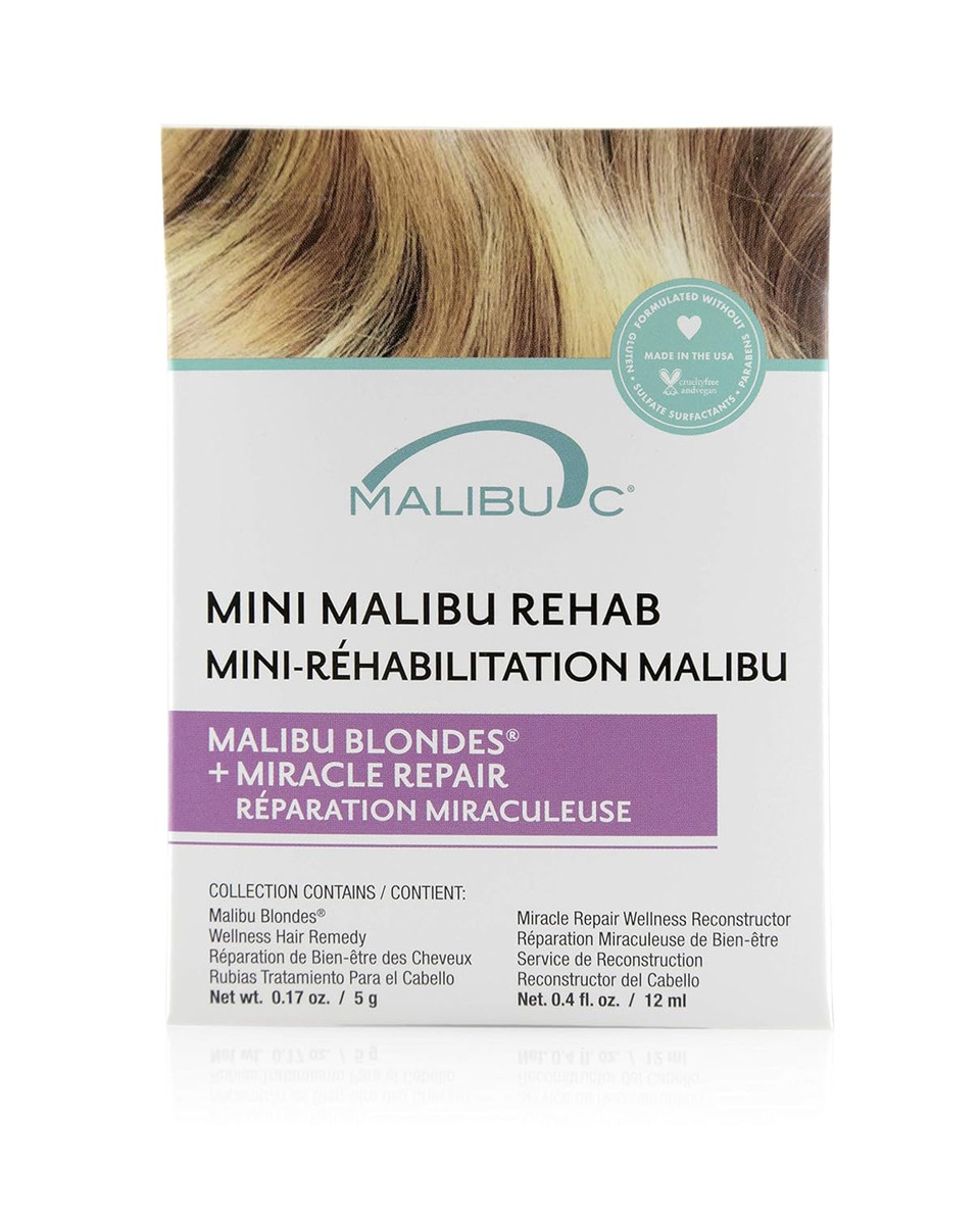 Malibu C Mini Rehab Malibu Blondes - Contains 2 Hair Remedy Packets - Vitamin Complex Hair Remedy To Restore Hair Vibrancy - Hair Care For Natural & Processed Blondes0.41 Fl Oz (Pack Of 1)