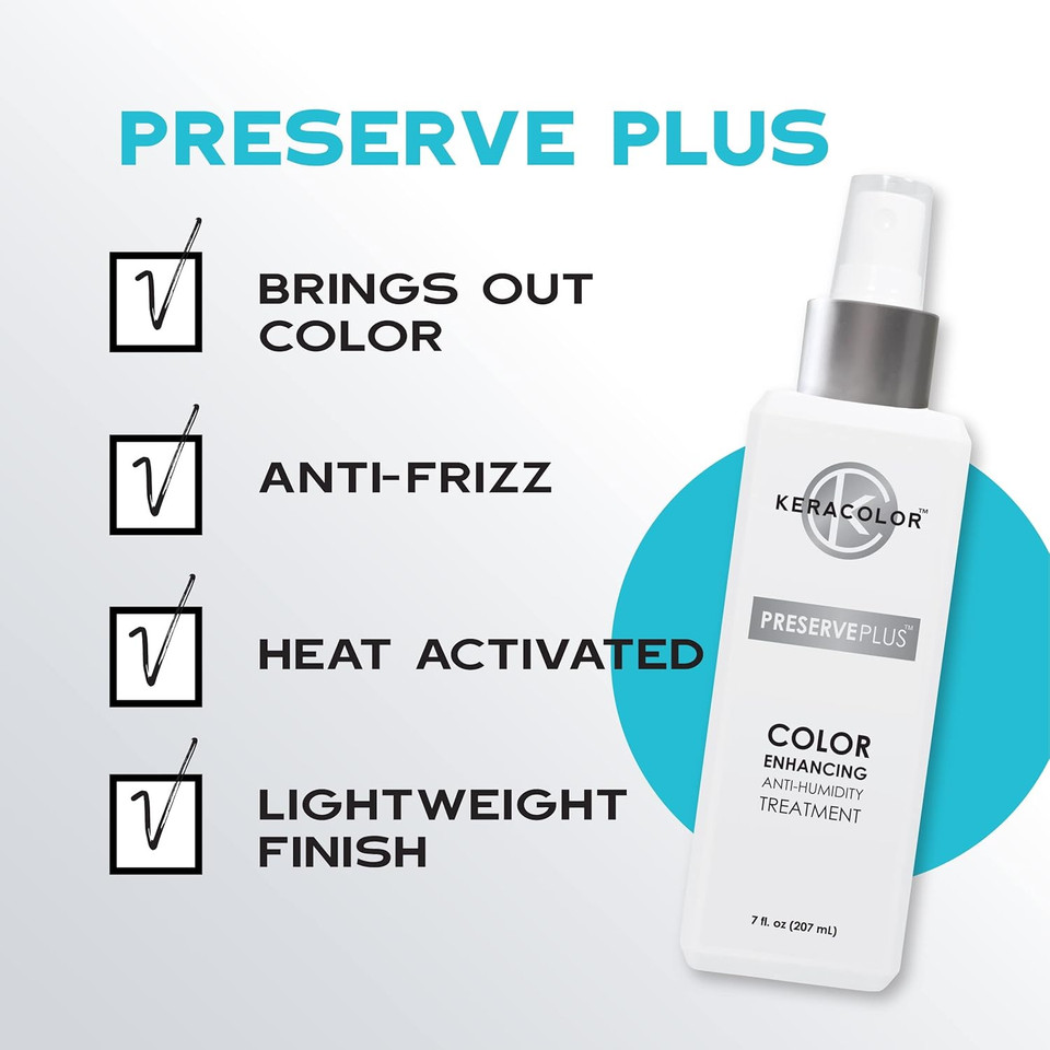 Keracolor Preserve Plus Color Enhancing Anti-Humidity Treatment, Prevents Frizz, Heat Protectant, 7 Fl. Oz