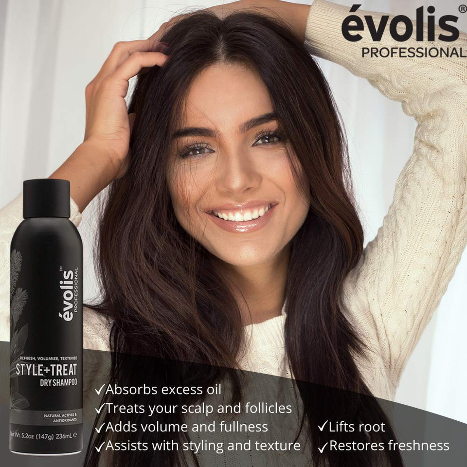 éVolis Style + Treat Dry Shampoo Spray For Fresh, Clean Hair | No Residue | For All Hair Types, Especially Sensitive Scalp And Thinning Hair | Refresh Hair In Between Washes | Sulfate Free (5.2 Oz)
