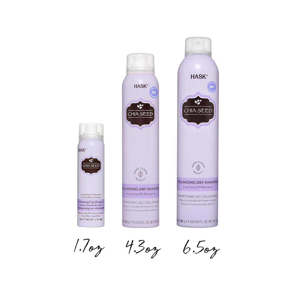 Hask Chia Seed Volumizing Dry Shampoo Kits For All Hair Types, Aluminum Free, No Sulfates, Parabens, Phthalates, Gluten Or Artificial Colors (4.3Oz-Qty2)