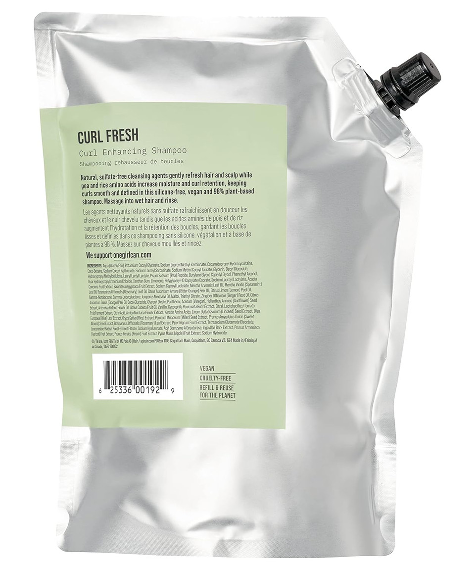 Ag Care Curl Fresh Hydrating Shampoo With Pea & Rice Amino Acids - Curl Shampoo To Cleanse Scalp And Retain Moisture For Healthy, Defined Curls, 33.8 Fl Oz Bottle