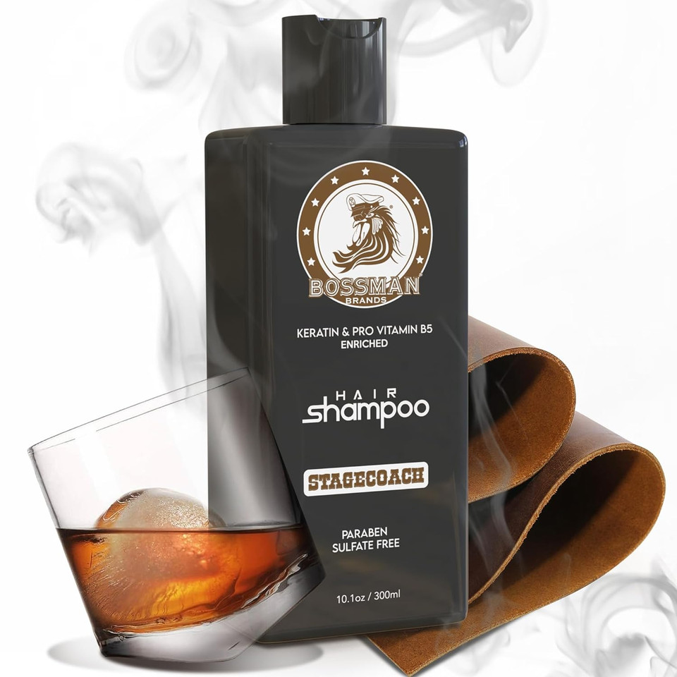 Bossman Hair Shampoo For Men  Natural Moisturizing Men'S Shampoo With Keratin & Vitamin Pro5 Enriched - Paraben & Sulfate Free (Stagecoach Scent)
